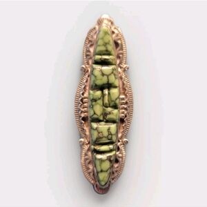 Spectacular Native American Rare Green Turquoise Corn Row Ring